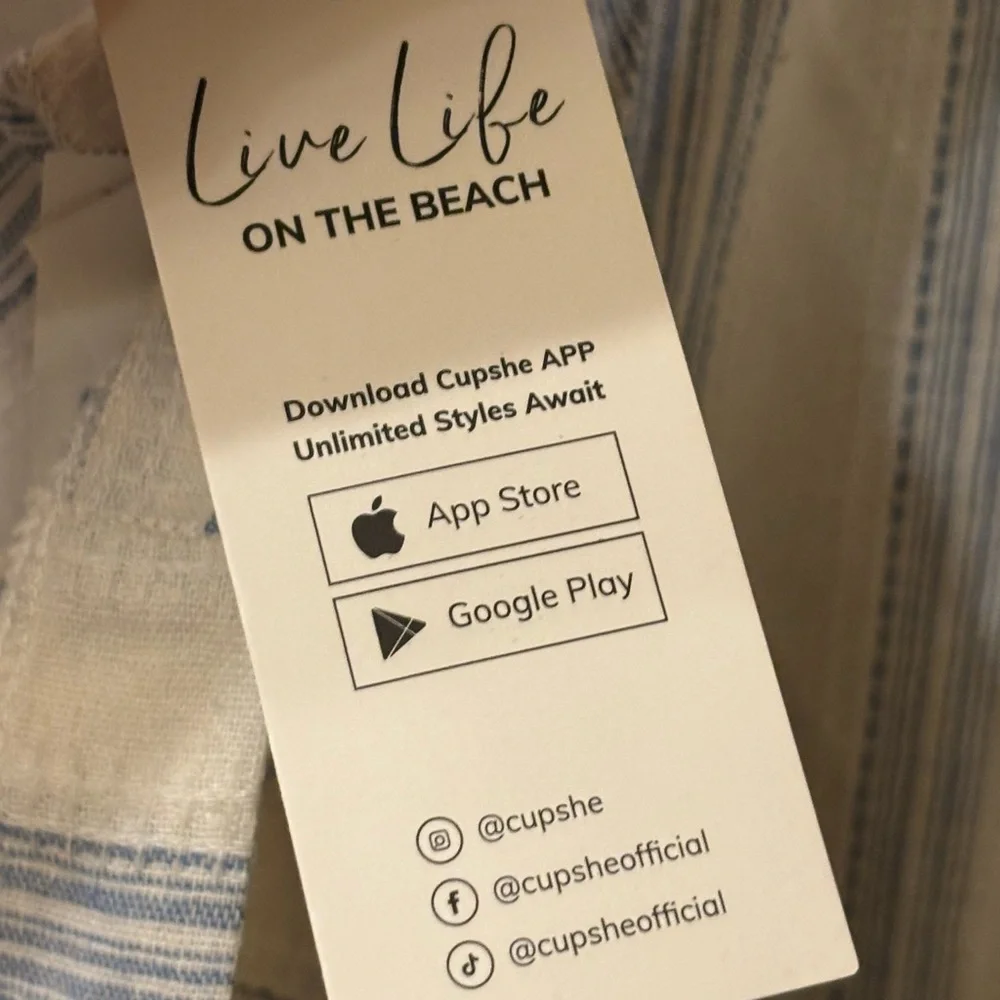 Cupshe Striped Mini Dress Size Medium Blue White Tie Back Adjustable Straps - Picture 5 of 7